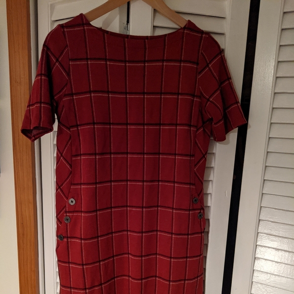 J. JILL XS Red Windowpane Plaid Dress - Picture 6 of 6